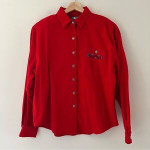 Roughrider Vintage Shirt Top Size Large Western Cowgirl Rodeo Silver Buttons